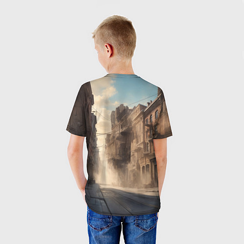 Детская футболка Автопробег по пыльному городу / 3D-принт – фото 4