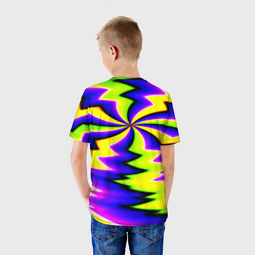 Детская футболка Неоновая фрактальная абстракция / 3D-принт – фото 4