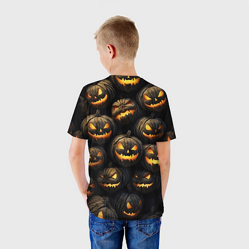 Детская футболка Зловещие хэллоуинские тыквы / 3D-принт – фото 4