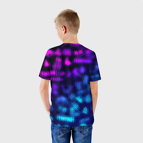 Детская футболка Фортнайт неоновые логотипы / 3D-принт – фото 4