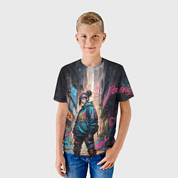 Футболка детская Японская девушка в худи, цвет: 3D-принт — фото 2