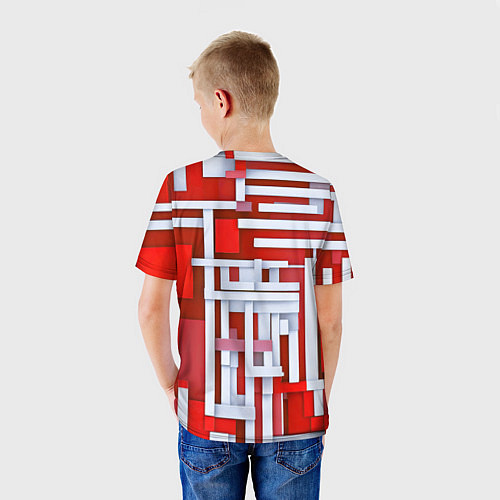 Детская футболка Полосы на красном фоне / 3D-принт – фото 4