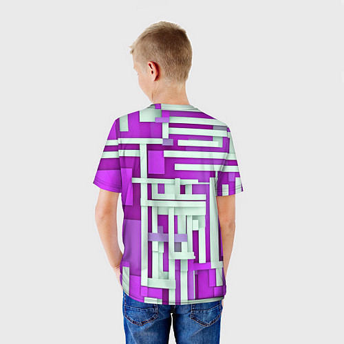 Детская футболка Полосы на фиолетовом фоне / 3D-принт – фото 4
