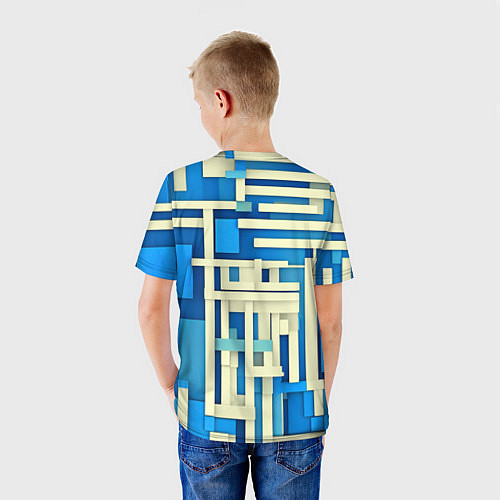 Детская футболка Полосы на синем фоне / 3D-принт – фото 4