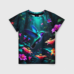 Детская футболка Колибри в темном лесу