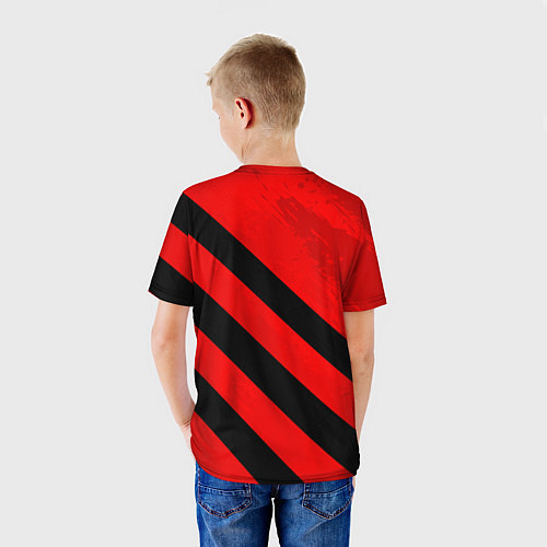 Детская футболка Герб РФ - красная абстракция / 3D-принт – фото 4