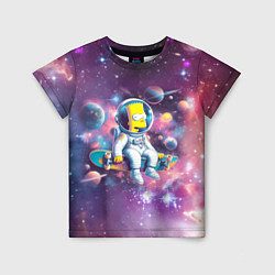 Детская футболка Барт Симпсон со скейтбордом в космосе
