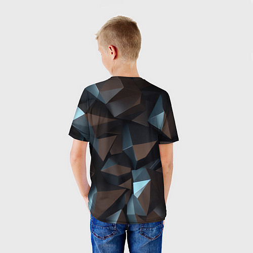 Детская футболка Черная геометрическая абстракция - объемные грани / 3D-принт – фото 4