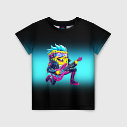 Детская футболка Sponge Bob - rock guitarist - ai art