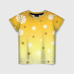 Футболка детская Снежинки и звезды на желтом, цвет: 3D-принт