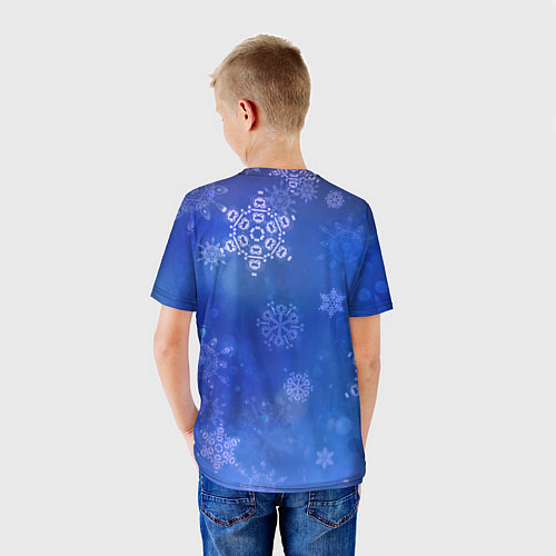 Детская футболка Декоративные снежинки на фиолетовом / 3D-принт – фото 4