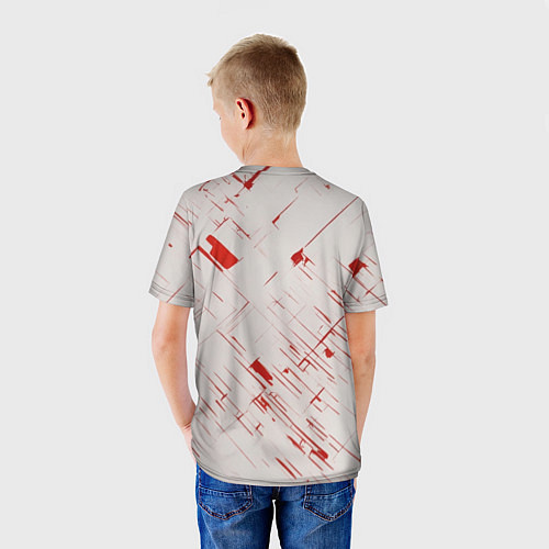 Детская футболка Девушка-андроид с красными линиями / 3D-принт – фото 4