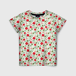 Детская футболка Красная пуансеттия с листьями