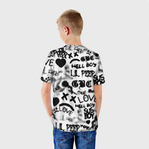 Детская футболка Lil peep автограф / 3D-принт – фото 4