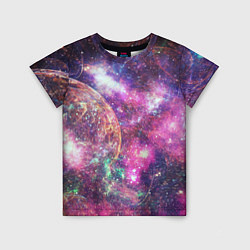 Детская футболка Пурпурные космические туманности со звездами