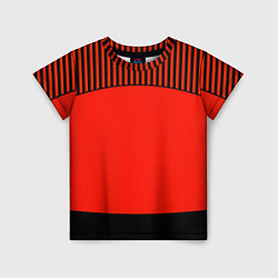 Детская футболка Оранжево черный комбинированный узор в полоску