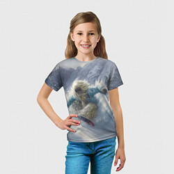 Футболка детская Йетти на сноуборде, цвет: 3D-принт — фото 2