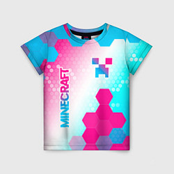 Детская футболка Minecraft neon gradient style вертикально