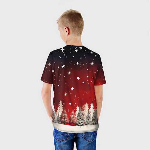 Детская футболка Морозное утро в деревне / 3D-принт – фото 4