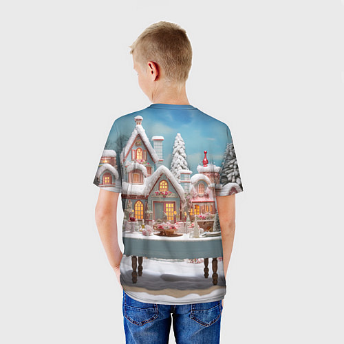 Детская футболка Снежный день в городе / 3D-принт – фото 4