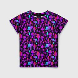 Детская футболка Неоновые разноцветные грибы