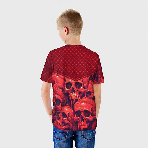 Детская футболка Расплавленные красные черепа / 3D-принт – фото 4