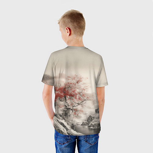 Детская футболка Красное дерево у реки / 3D-принт – фото 4