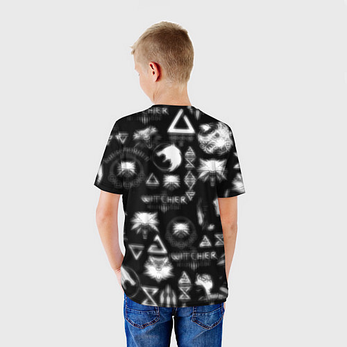 Детская футболка Ведьмак логотипы серые / 3D-принт – фото 4