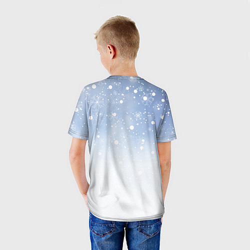 Детская футболка Весёлый снеговик в колпаке / 3D-принт – фото 4
