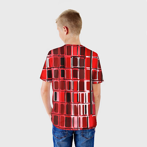 Детская футболка Красные прямоугольники / 3D-принт – фото 4