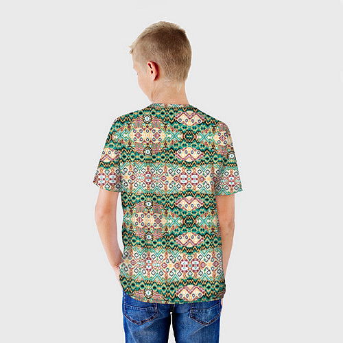 Детская футболка Орнамент зеленый мелкий икат / 3D-принт – фото 4