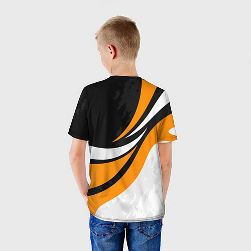 Детская футболка Porsche - Оранжевая абстракция / 3D-принт – фото 4