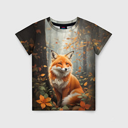 Детская футболка Лиса в осеннем лесу