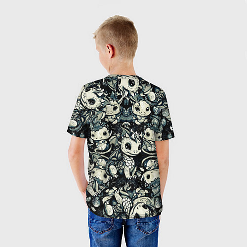 Детская футболка Патерн милых драконов и ёлок / 3D-принт – фото 4