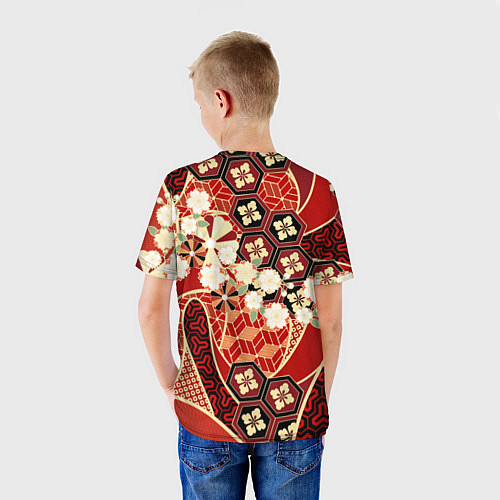 Детская футболка Японские хризантемы с сакурой / 3D-принт – фото 4