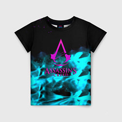 Детская футболка Assassins Creed flame neon