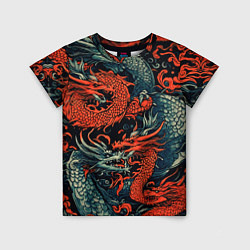 Детская футболка Красный и серый дракон