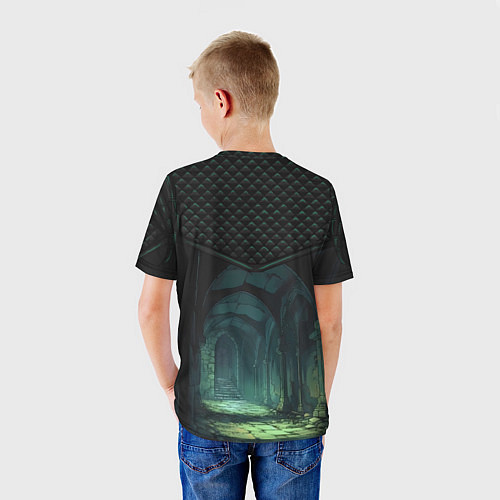 Детская футболка Стеганные ромбы: стрельчатые арки катакомб / 3D-принт – фото 4