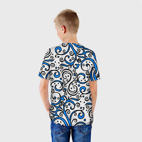 Детская футболка Синие кружевные узоры / 3D-принт – фото 4