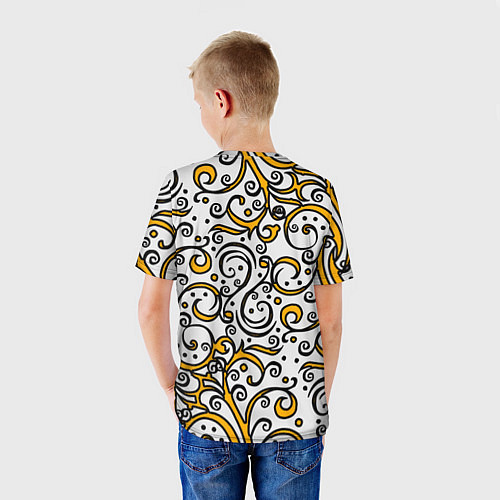 Детская футболка Жёлтый кружевной узор / 3D-принт – фото 4