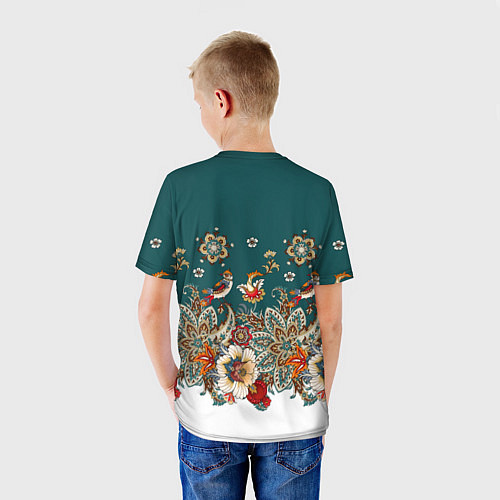 Детская футболка Индийский орнамент с птицами / 3D-принт – фото 4