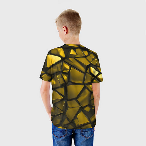 Детская футболка Золотые хромированные осколки / 3D-принт – фото 4