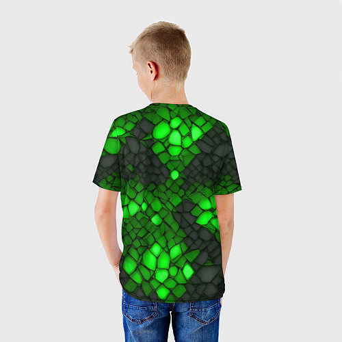 Детская футболка Зелёный трескающийся камень / 3D-принт – фото 4