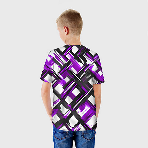 Детская футболка Фиолетовые и чёрные мазки / 3D-принт – фото 4