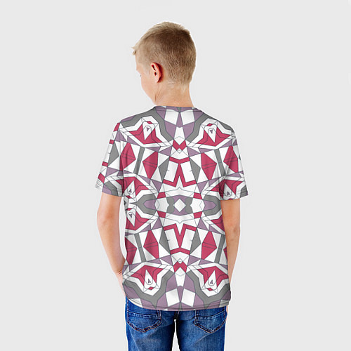 Детская футболка Геометрический узор красно серый / 3D-принт – фото 4