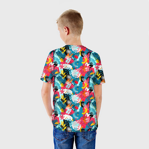Детская футболка Тропический цветной узор / 3D-принт – фото 4