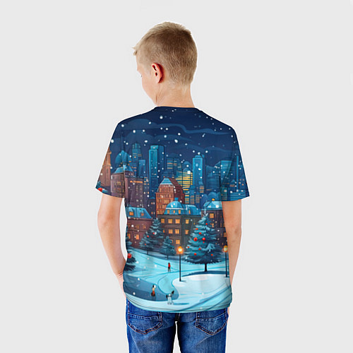 Детская футболка Новогодний дракон 2024 зимний пейзаж / 3D-принт – фото 4