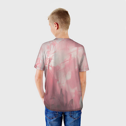 Детская футболка Девушка киборг на розовом фоне / 3D-принт – фото 4