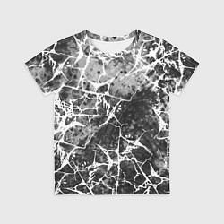 Детская футболка Абстракция - белые трещины на сером фоне