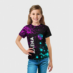 Футболка детская Алёна и неоновый герб России вертикально, цвет: 3D-принт — фото 2